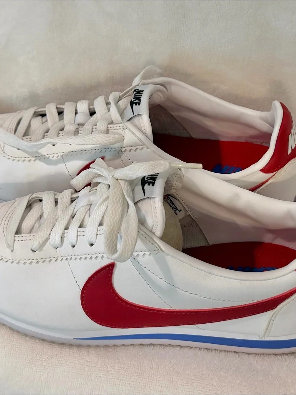 Nike White Red Blue Classic Cortez-Style Athletic Shoes - Forest Gump